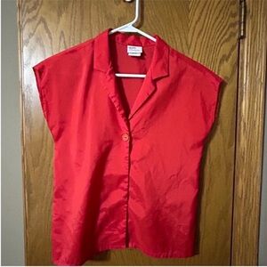 Vintage Avon Fashion red lightweight flowy button blouse extra small XS